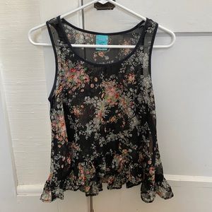 Sheer Floral Tank Blouse